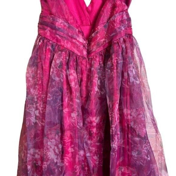 COPY - Lulus Romance That Wows Magenta Floral Print Organza Maxi Dress Size Med… - Picture 9 of 16